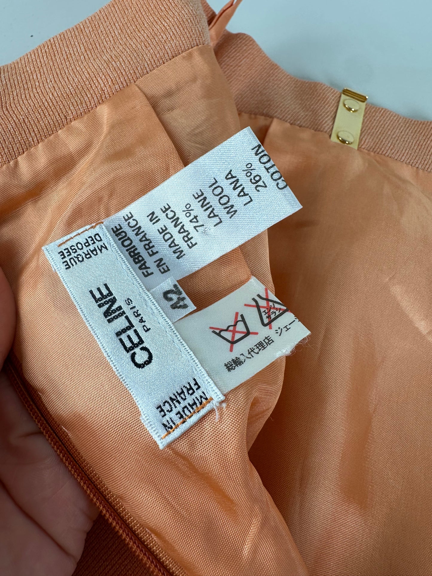 Vintage Celine Chain Detail Cotton Skirt Peach XS