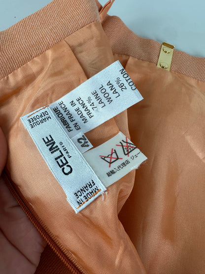 Vintage Celine Chain Detail Cotton Skirt Peach XS