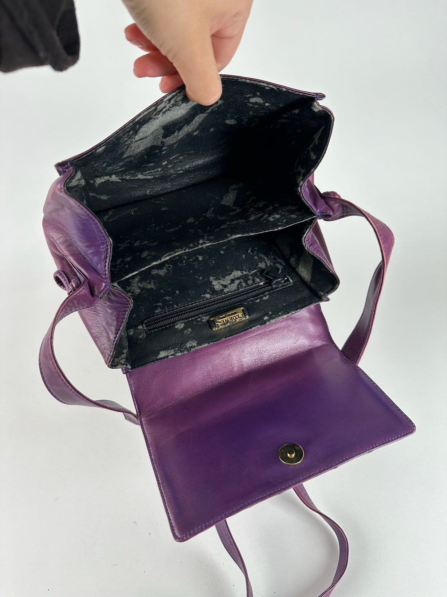 Vintage Loewe Madrid Ostrich leather bag purple