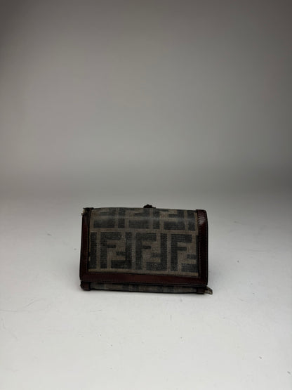 Vintage Fendi FF monogram canvas leather wallet brown