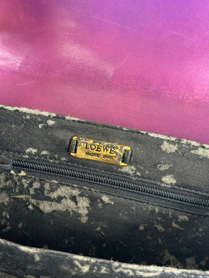 Vintage Loewe Madrid Ostrich leather bag purple