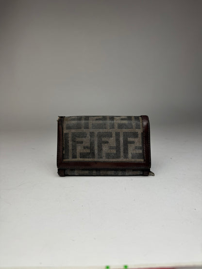 Vintage Fendi FF monogram canvas leather wallet brown
