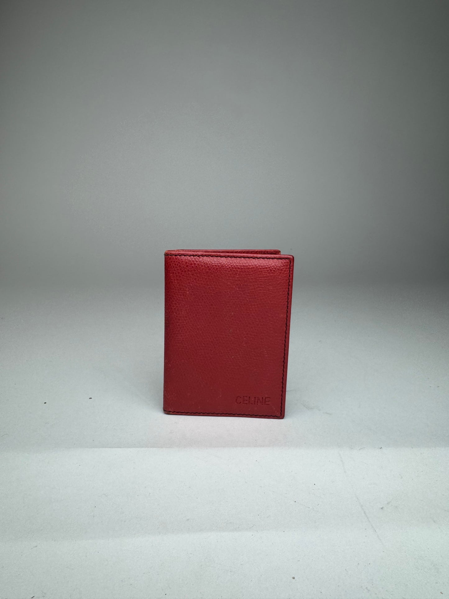 Vintage Celine Paris Leather Card Holder red