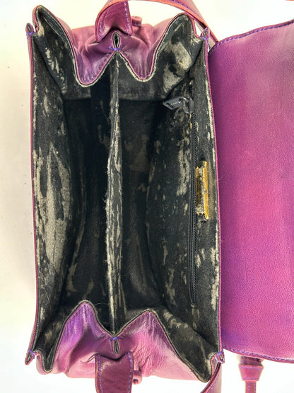 Vintage Loewe Madrid Ostrich leather bag purple