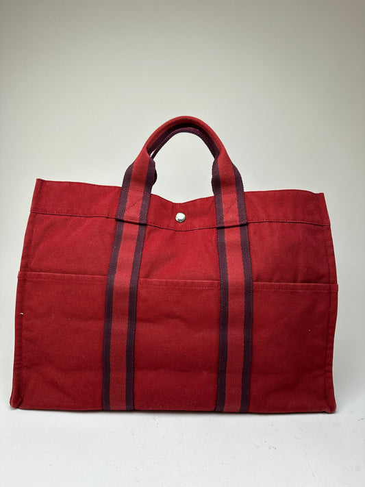 Vintage Hermès Fourre Tout Tote Canvas Red