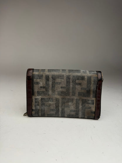 Vintage Fendi FF monogram canvas leather wallet brown
