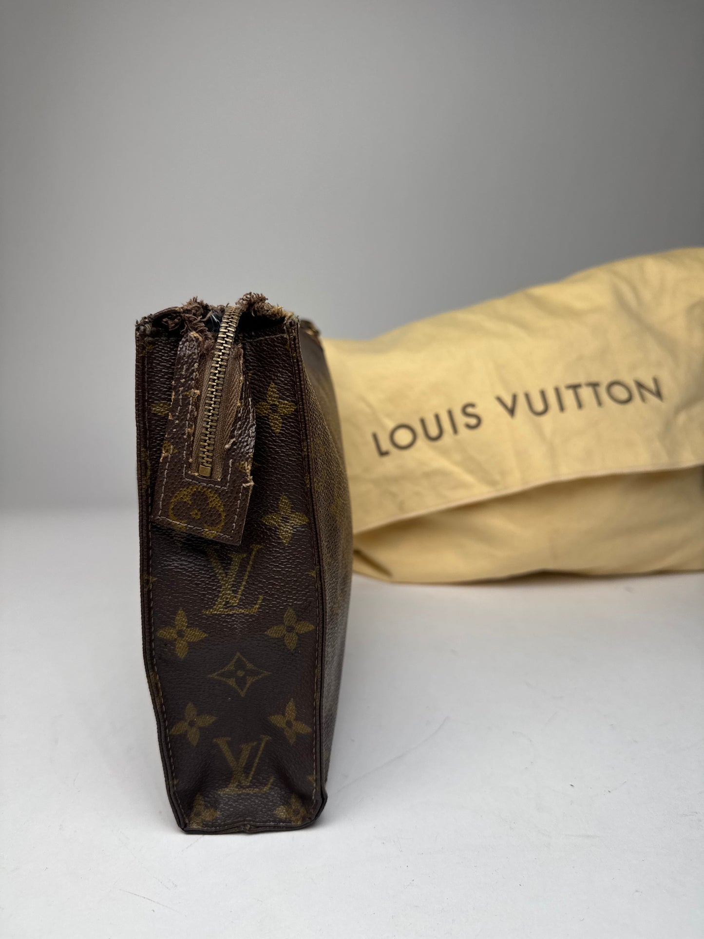 Vintage Louis Vuitton Leather Monogram Clutch Brown