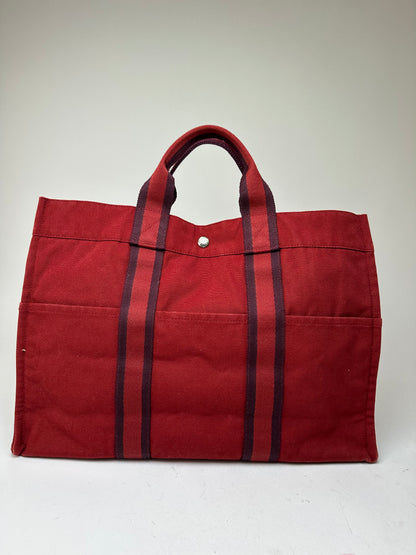Vintage Hermès Fourre Tout Tote Canvas Red