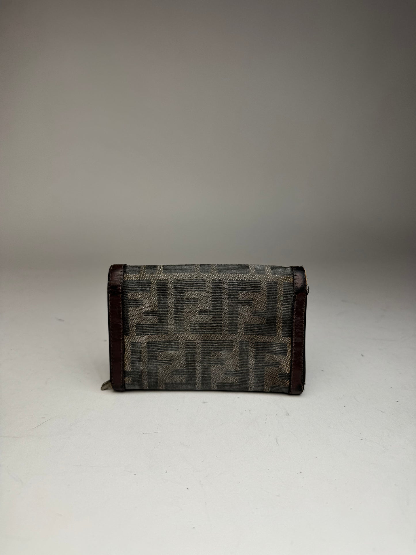Vintage Fendi FF monogram canvas leather wallet brown