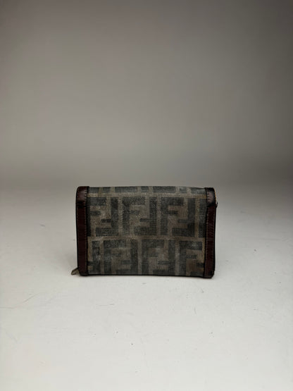 Vintage Fendi FF monogram canvas leather wallet brown
