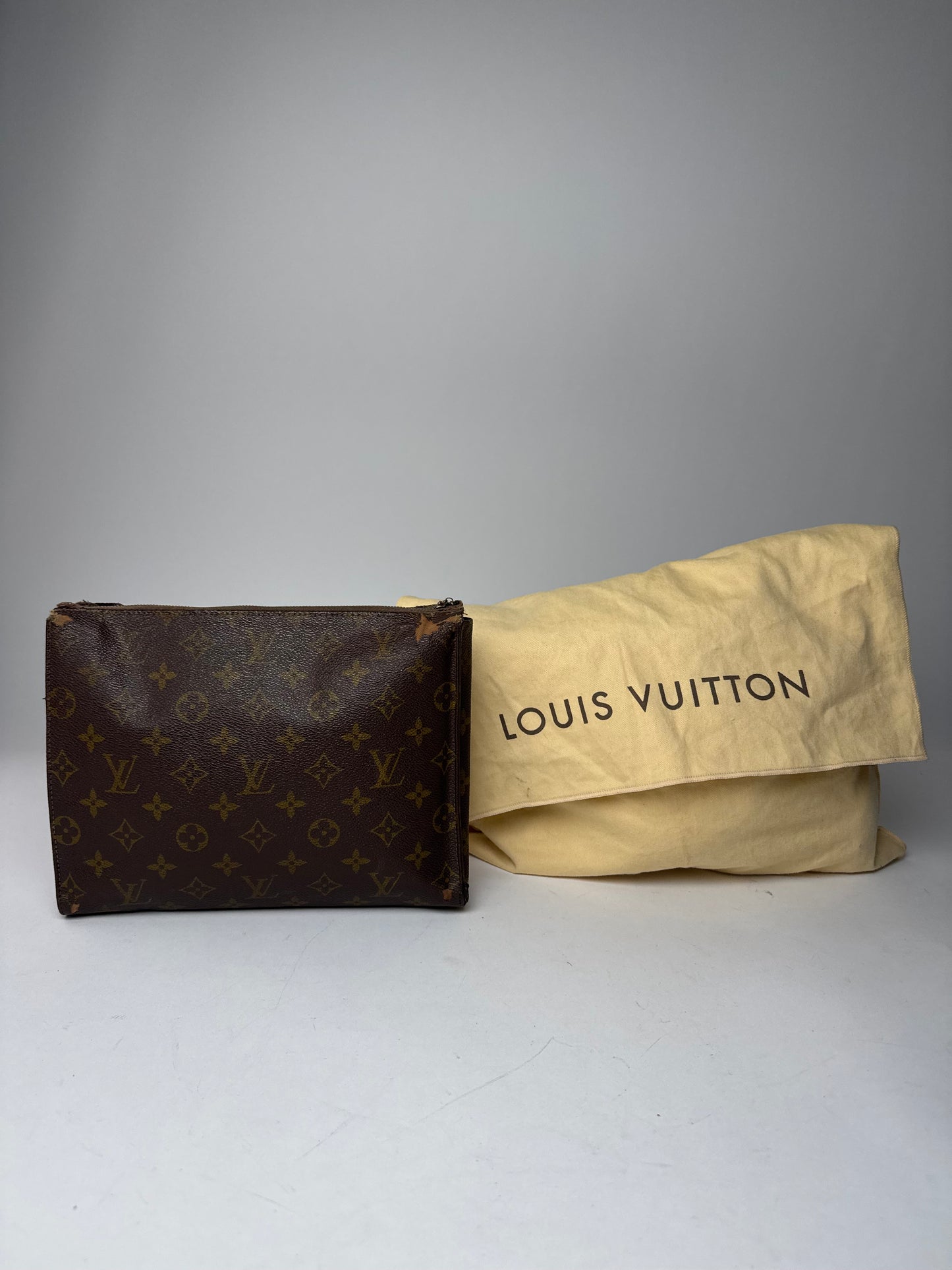 Vintage Louis Vuitton Leather Monogram Clutch Brown