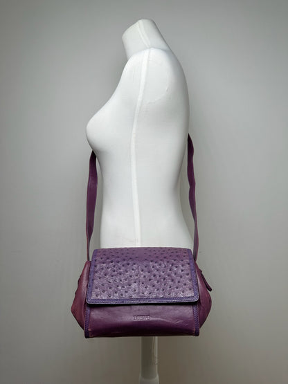 Vintage Loewe Madrid Ostrich leather bag purple
