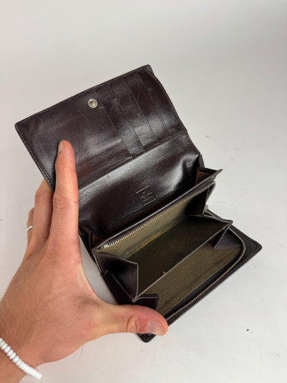 Vintage Fendi FF monogram canvas leather wallet brown