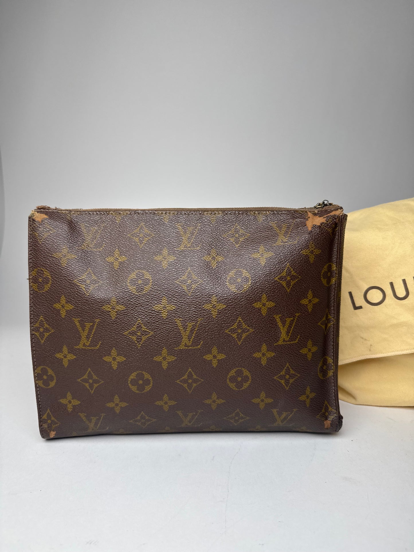 Vintage Louis Vuitton Leather Monogram Clutch Brown