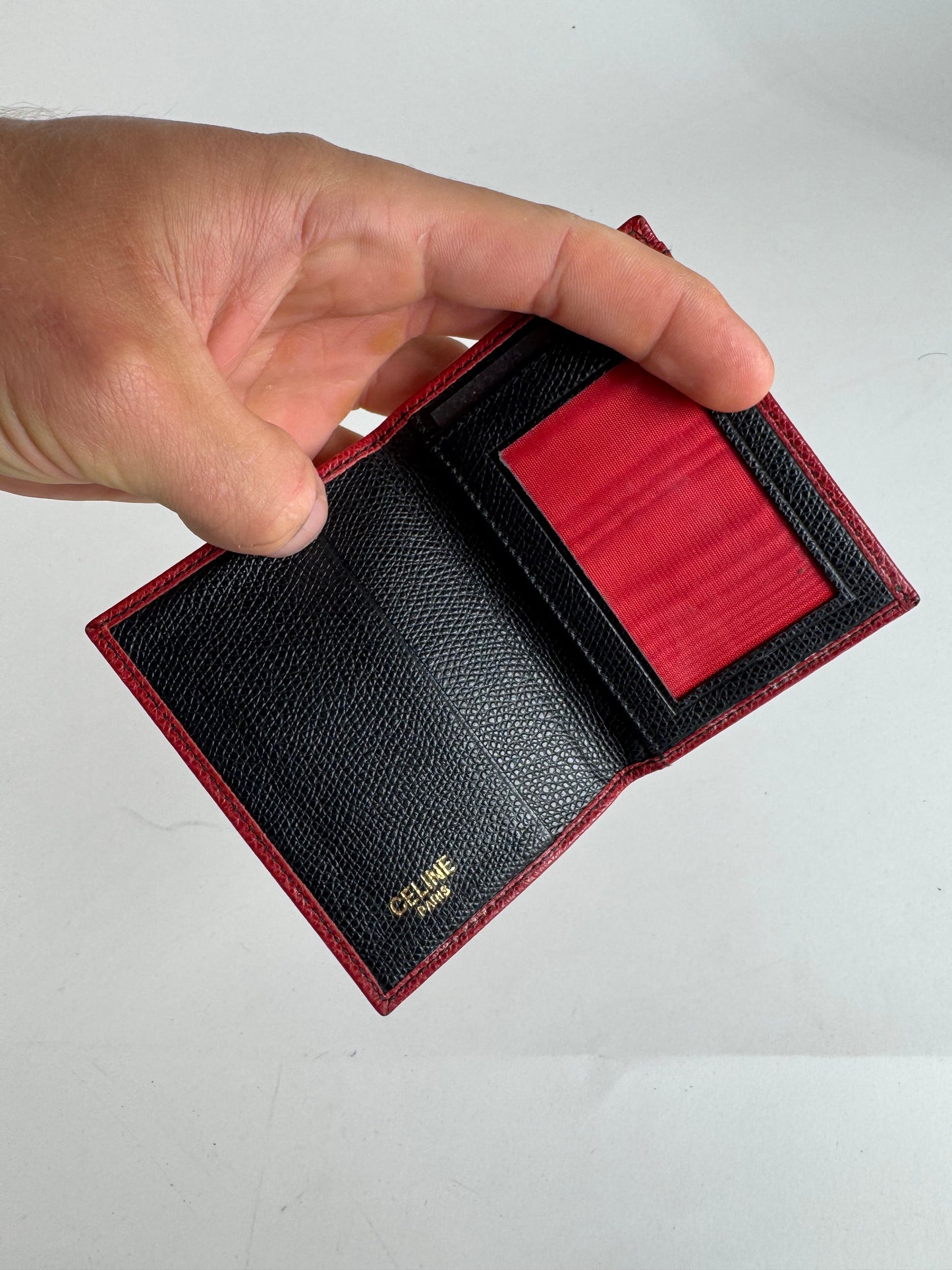 Vintage Celine Paris Leather Card Holder red