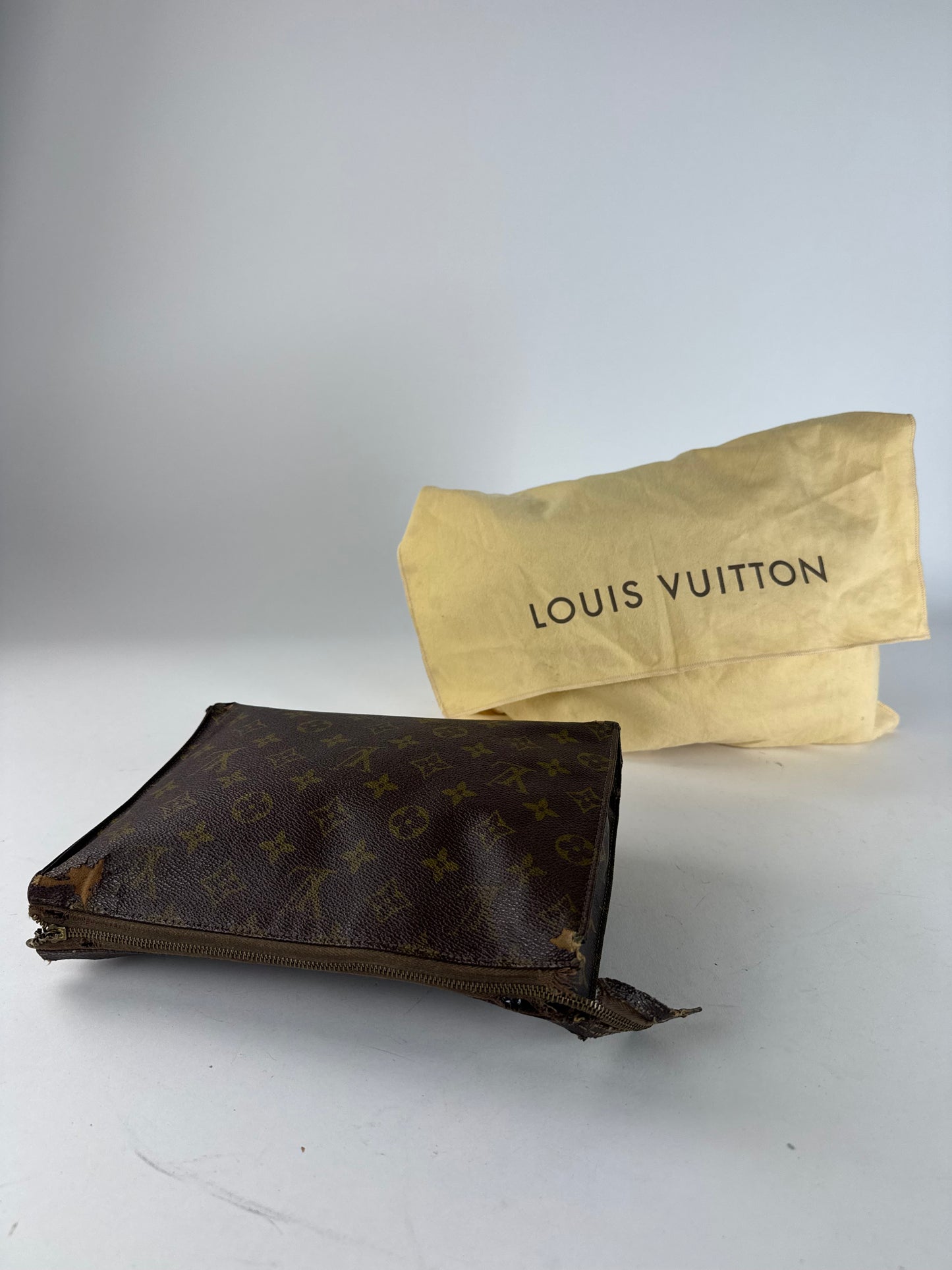 Vintage Louis Vuitton Leather Monogram Clutch Brown