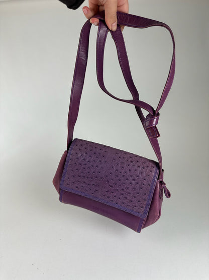 Vintage Loewe Madrid Ostrich leather bag purple