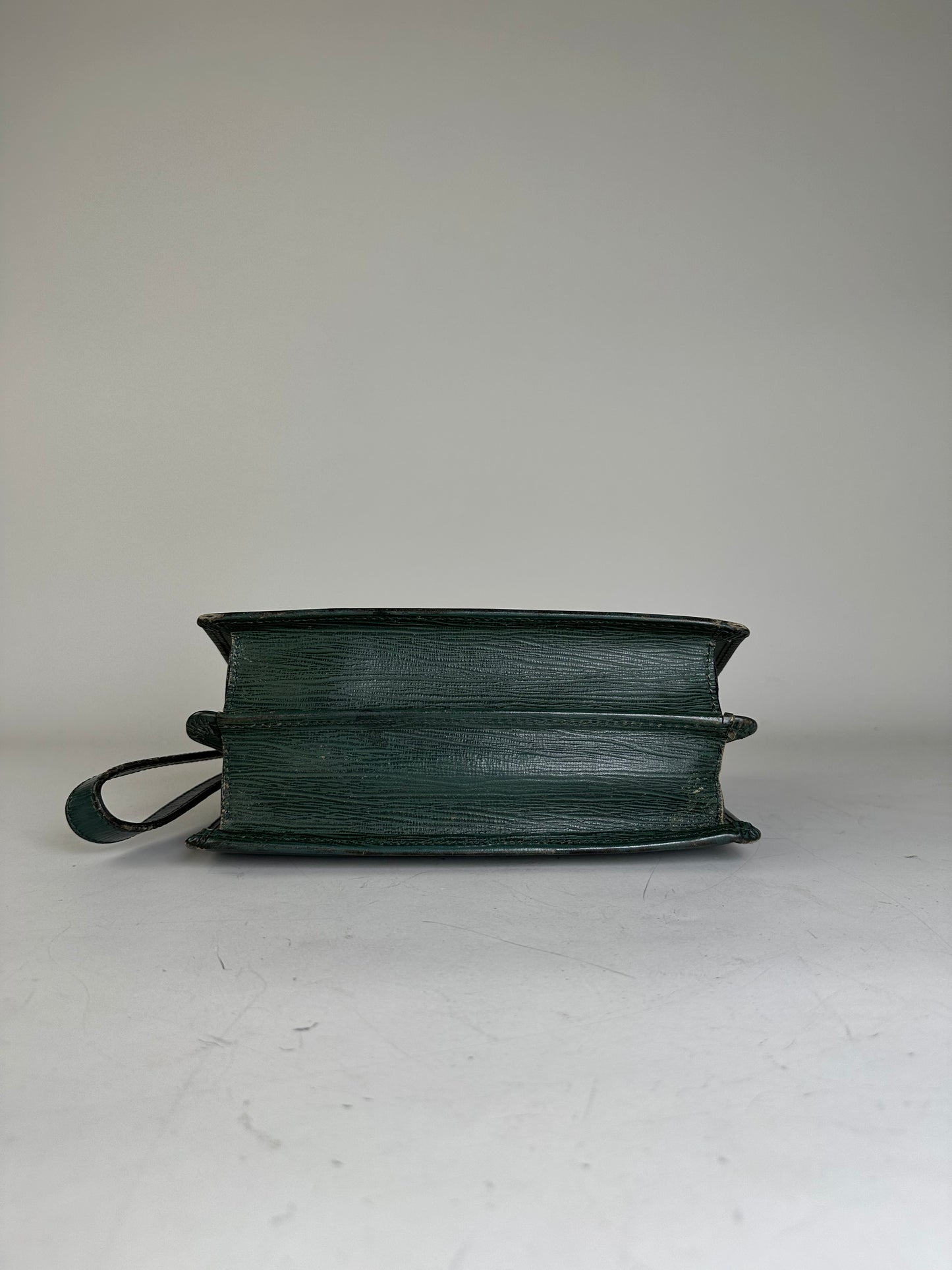 Vintage Gianni Versace Textured Leather Shoulder Bag Dark Green