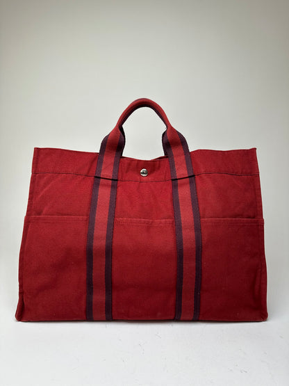 Vintage Hermès Fourre Tout Tote Canvas Red