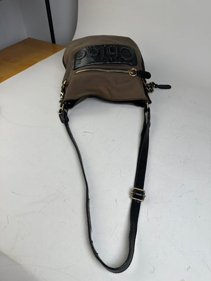 Vintage Chloe Canvas Leather Hobo Bag Brown Black Gold