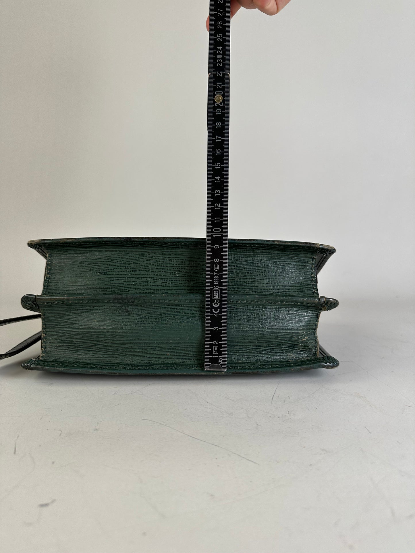 Vintage Gianni Versace Textured Leather Shoulder Bag Dark Green