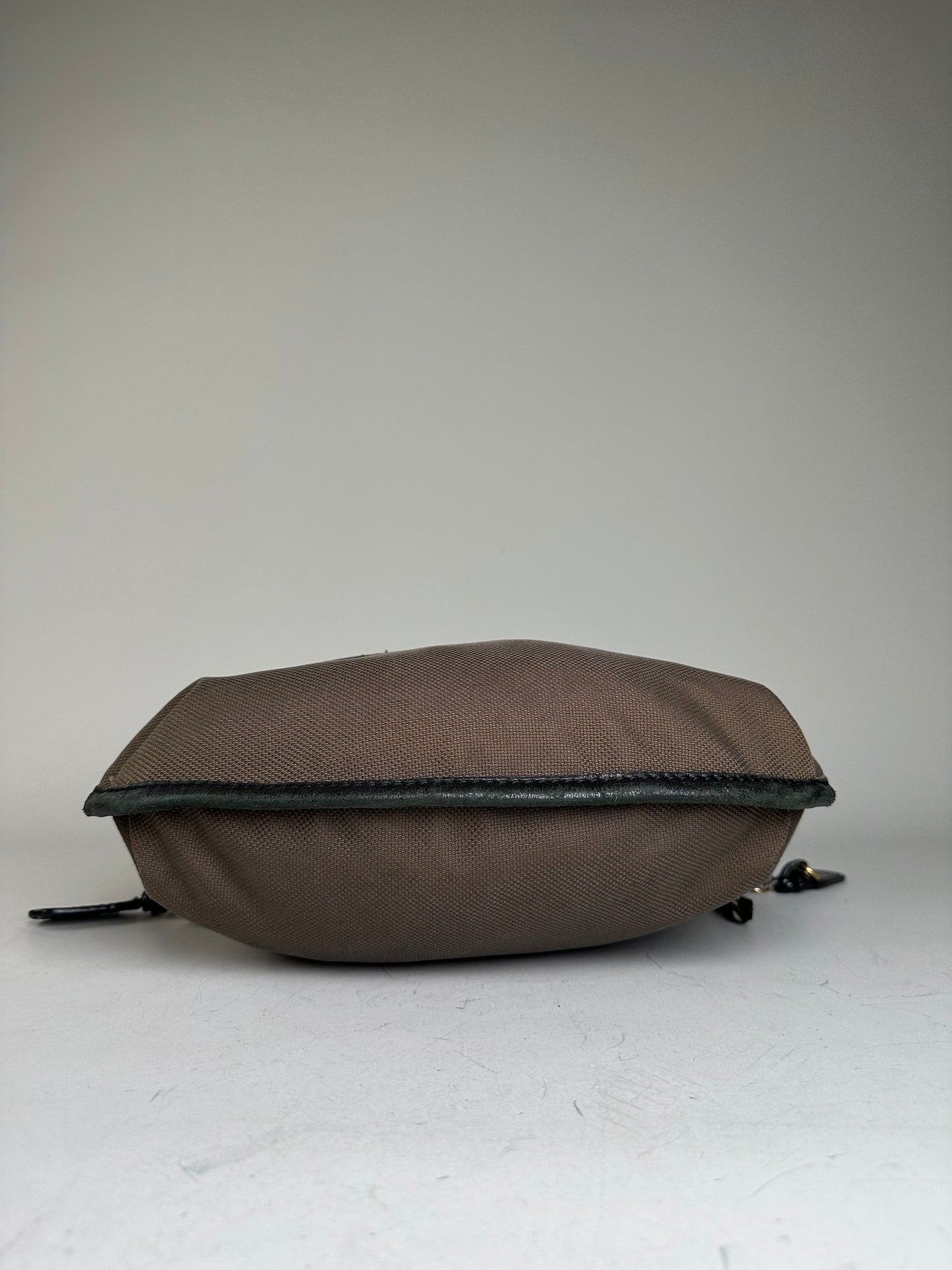 Vintage Chloe Canvas Leather Hobo Bag Brown Black Gold