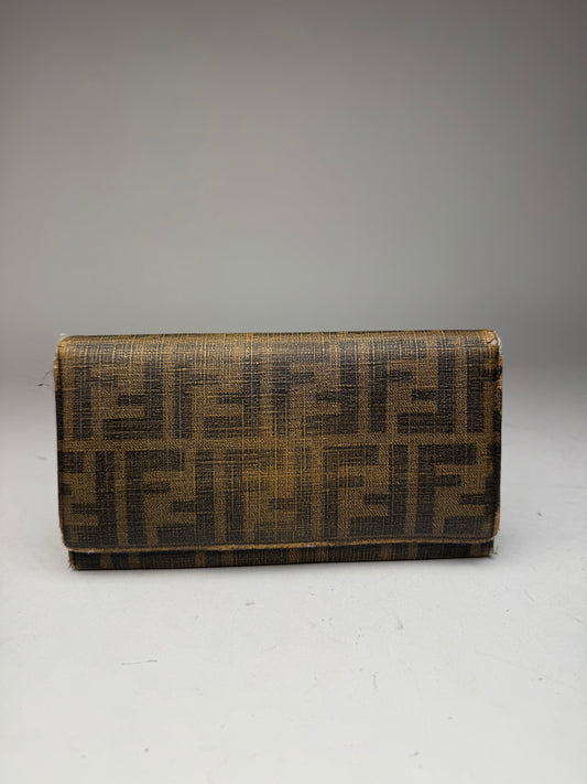 Vintage Fendi FF leather Monogram wallet brown