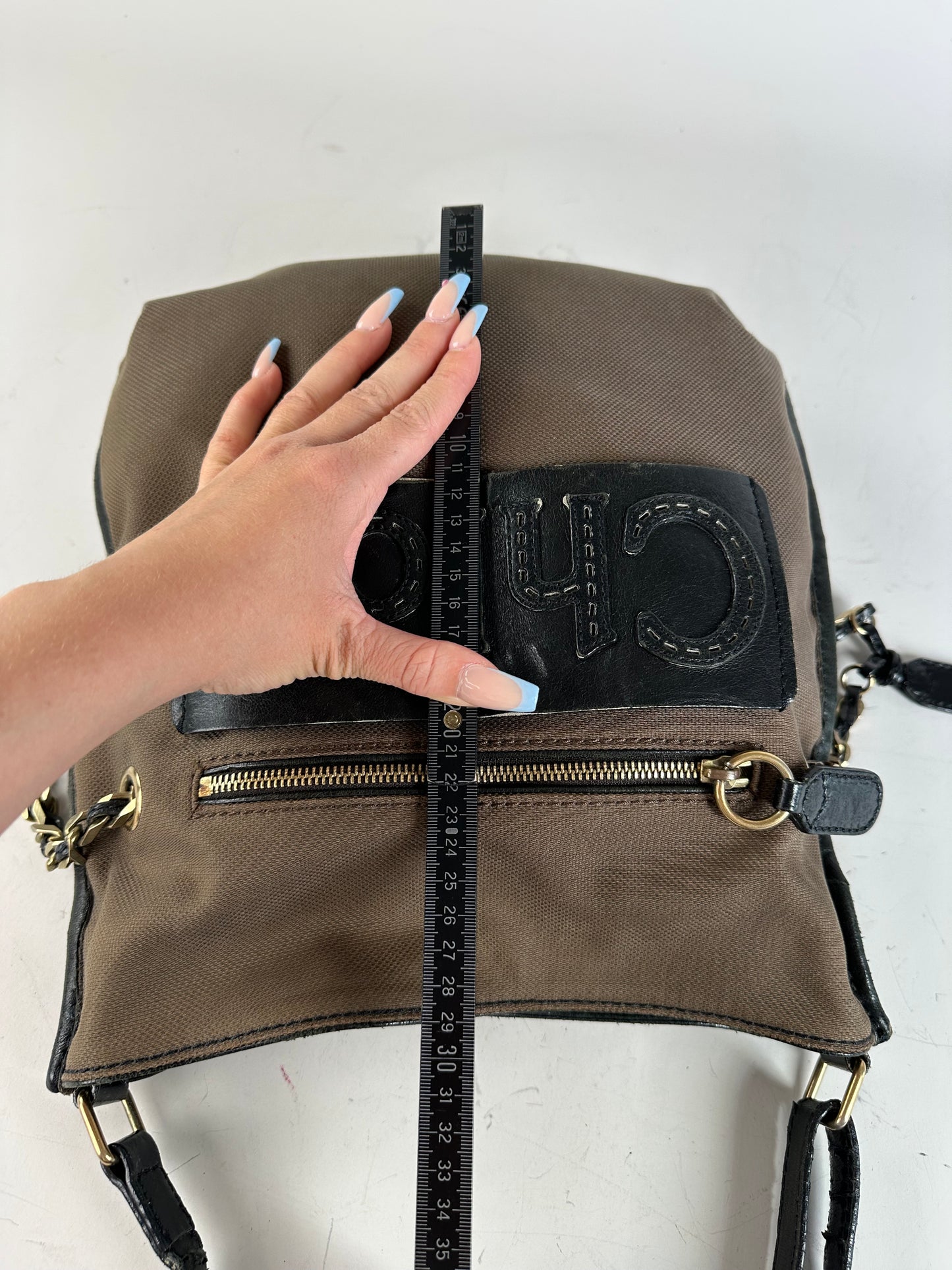 Vintage Chloe Canvas Leather Hobo Bag Brown Black Gold