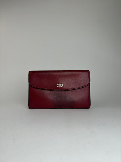 Vintage Celine Paris Triomphe Leather Clutch / Card Holder / Wallet Red