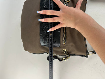 Vintage Chloe Canvas Leather Hobo Bag Brown Black Gold