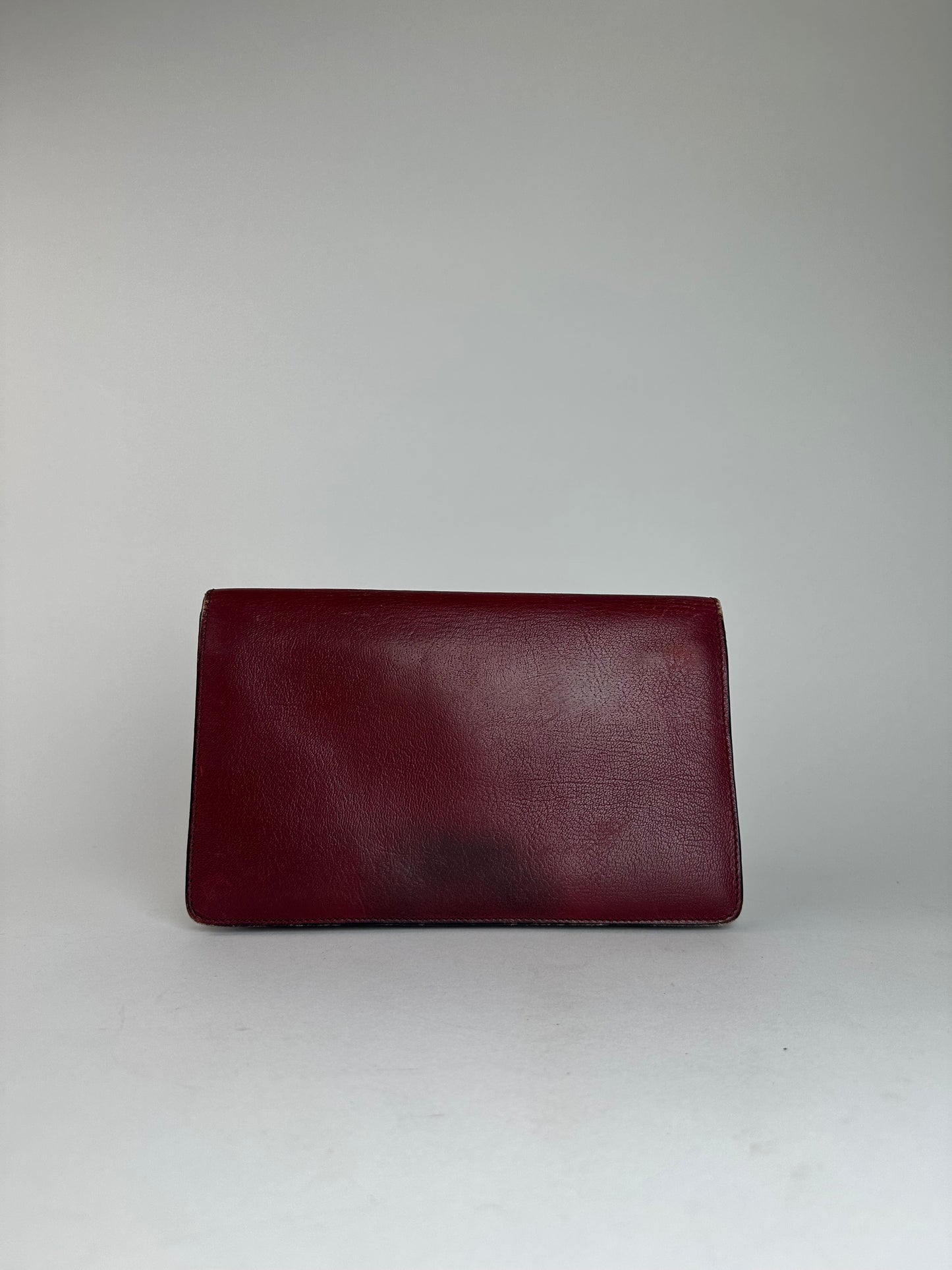 Vintage Celine Paris Triomphe Leather Clutch / Card Holder / Wallet Red
