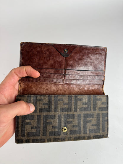 Vintage Fendi FF leather Monogram wallet brown