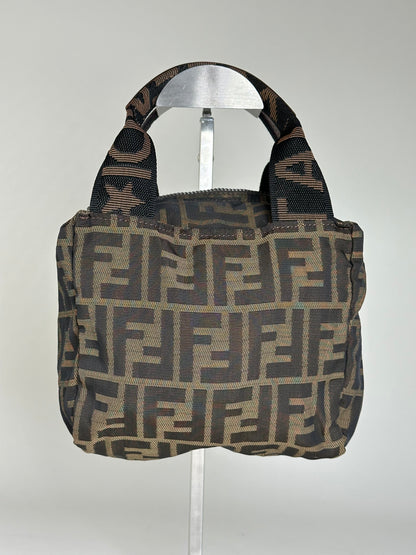 Vintage Fendi FF Monogram Nylon Mini Tote Brown Beige