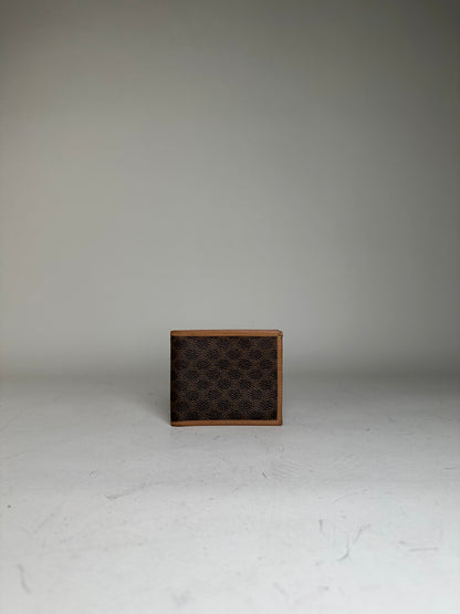 Vintage Celine Coated Canvas Wallet Brown Tan Gold