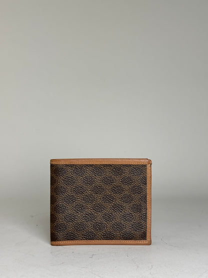 Vintage Celine Coated Canvas Wallet Brown Tan Gold