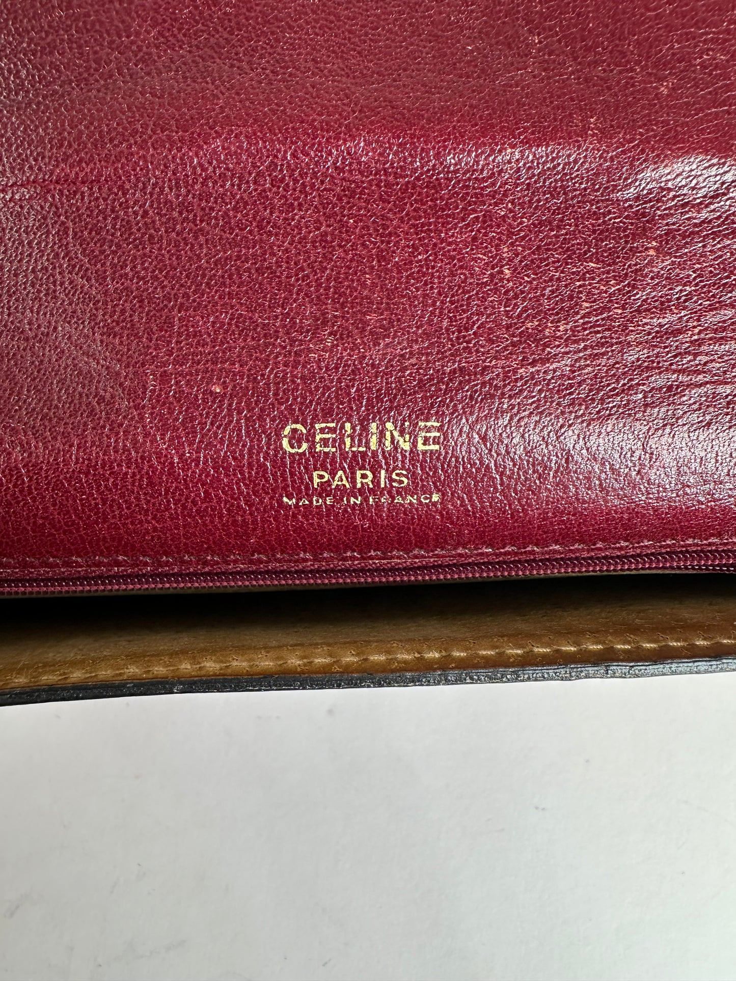 Vintage Celine Paris Triomphe Leather Clutch / Card Holder / Wallet Red