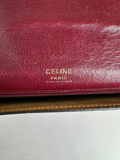 Vintage Celine Paris Triomphe Leather Clutch / Card Holder / Wallet Red