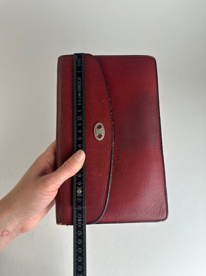 Vintage Celine Paris Triomphe Leather Clutch / Card Holder / Wallet Red