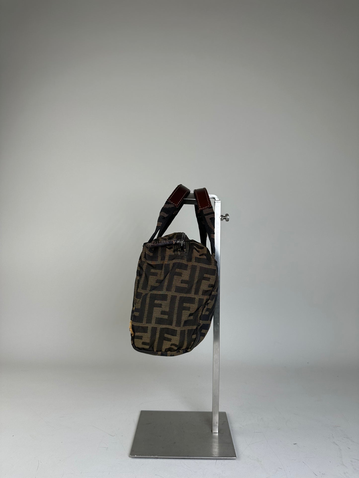 Vintage Fendi FF Monogram Nylon Mini Tote Brown Beige