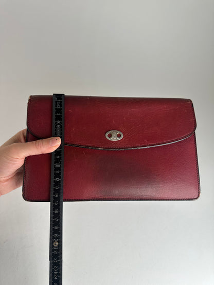Vintage Celine Paris Triomphe Leather Clutch / Card Holder / Wallet Red