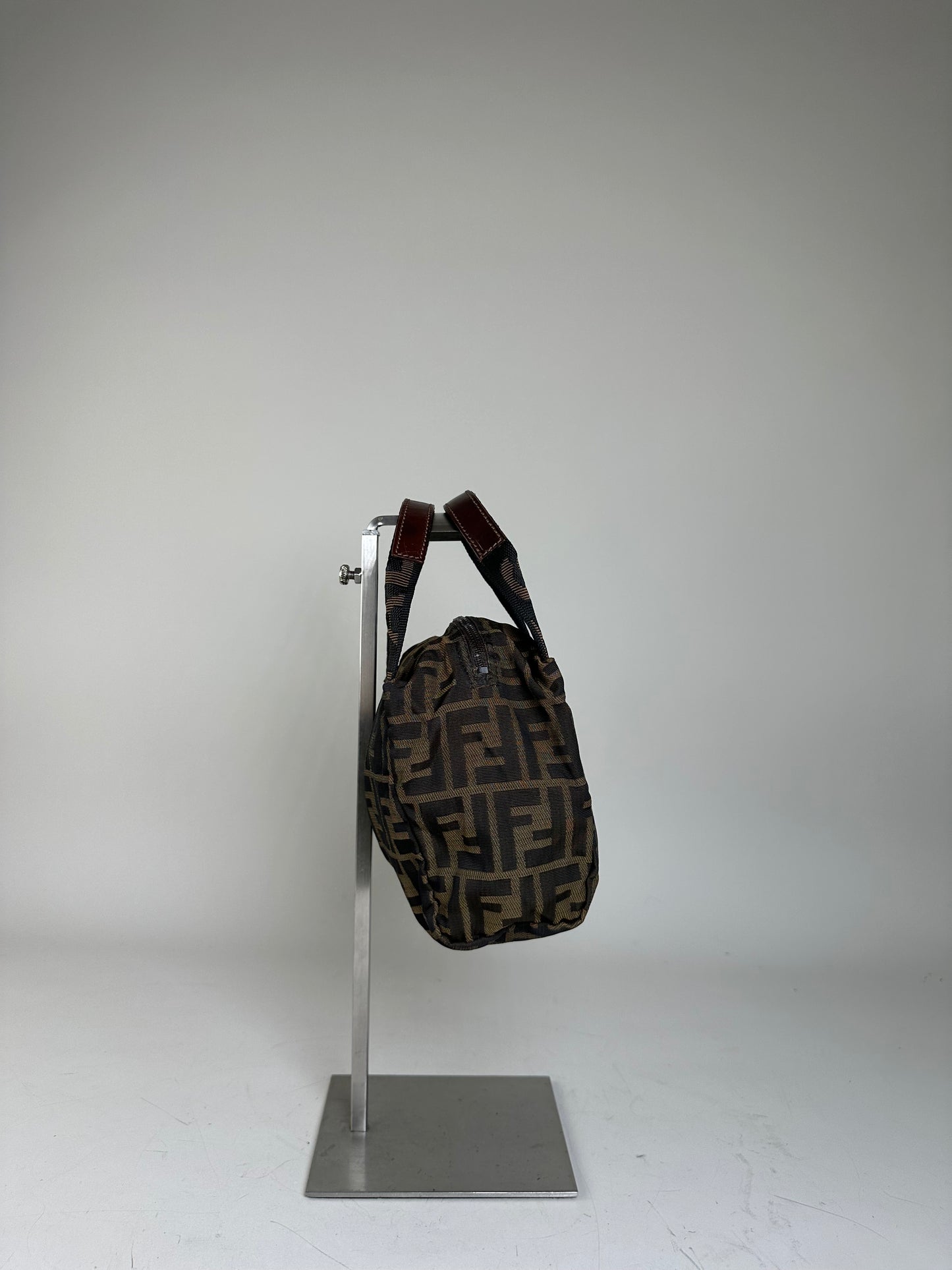 Vintage Fendi FF Monogram Nylon Mini Tote Brown Beige