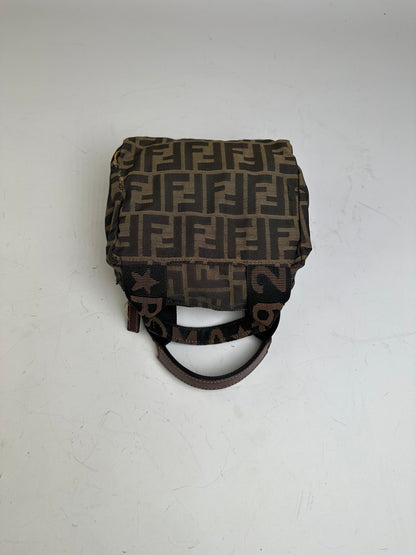 Vintage Fendi FF Monogram Nylon Mini Tote Brown Beige