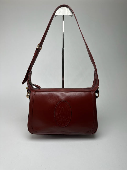 Vintage Cartier Leather Shoulder bag burgundy