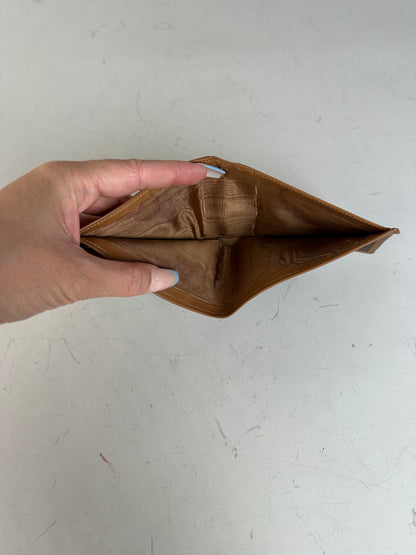 Vintage Celine Coated Canvas Wallet Brown Tan Gold
