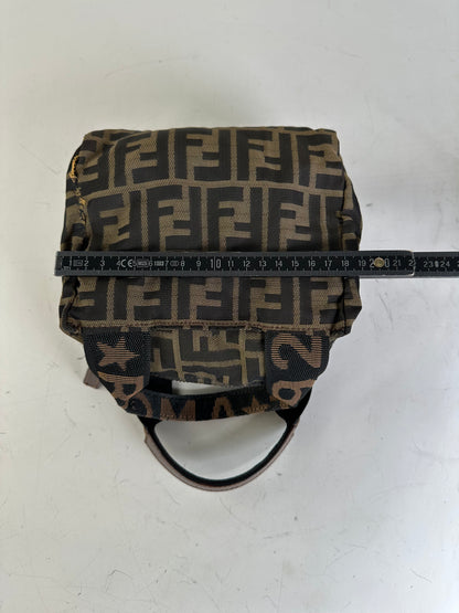 Vintage Fendi FF Monogram Nylon Mini Tote Brown Beige