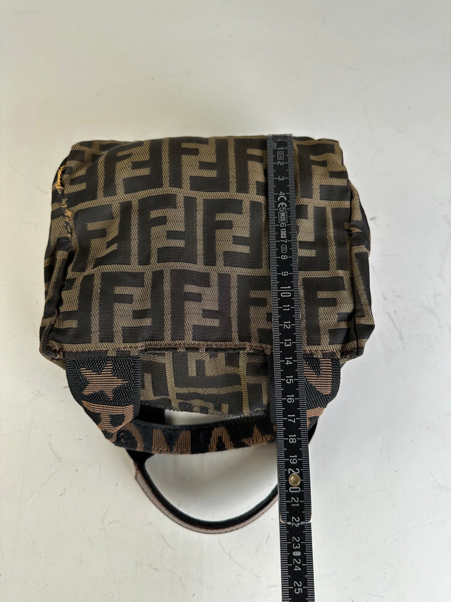 Vintage Fendi FF Monogram Nylon Mini Tote Brown Beige