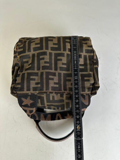 Vintage Fendi FF Monogram Nylon Mini Tote Brown Beige