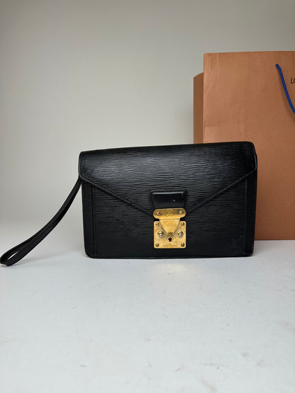 Vintage Louis Vuitton Clutch Epi Leather Black