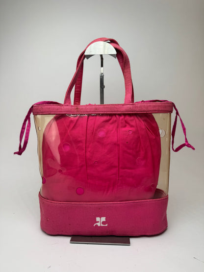 Sac 2 en 1 vintage Courrèges en toile PVC transparente Rose