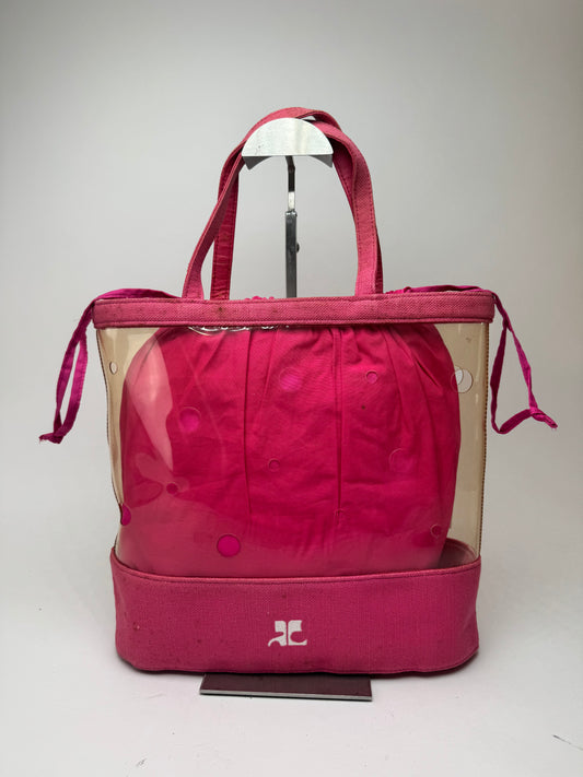 Sac 2 en 1 vintage Courrèges en toile PVC transparente Rose